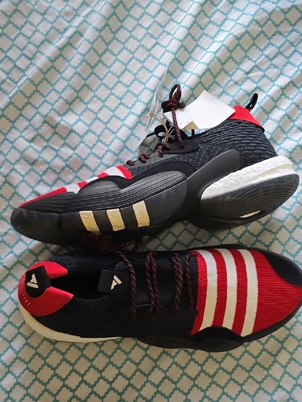 adidas Men's Black and Red Athletic Shoes with White Stripes